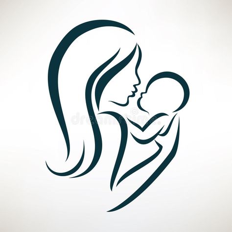 Stylized Sketch, Mother And Child Drawing, Flying Swan, Mother And Baby Tattoo, Baby Logo Design, Baby Mom, Baby Drawing, Mom Art, Baby Tattoos