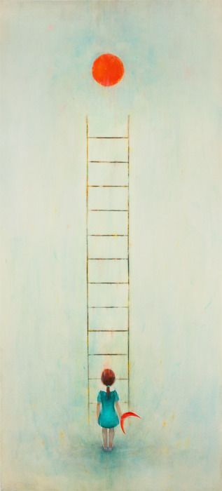 . A Ladder, 수채화 그림, Art Et Illustration, Mail Art, Pics Art, Art Journals, 그림 그리기, Illustrations Posters, Love Art