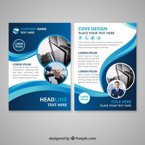 Modèle de brochures d'entreprise Vecteur gratuit Corporate Folder, Folder Cover Design, Free Flyer Design, Bi Fold Brochure, Graphic Design Flyer, Graphic Design Business, Leaflet Design, Brochure Design Inspiration, Marketing Flyers