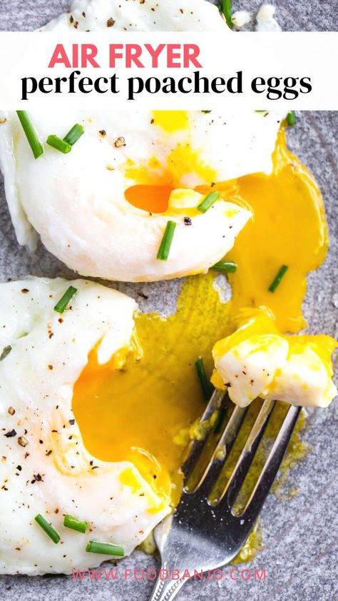 poached eggs on a grey plate Air Fryer Recipes Eggs, Air Fryer Recipes Breakfast, Air Fryer Recipes Dessert, New Air Fryer Recipes, Air Fryer Recipes Snacks, Air Fryer Cooking Times, Air Fried Food, Air Fryer Oven Recipes, Air Fry Recipes