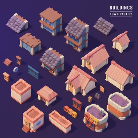 3d Game Assets, Stylized 3d, Town Games, Low Poly Games, Video Game Design, 3d Games, Isometric Art, Game Environment, Game Ui Design