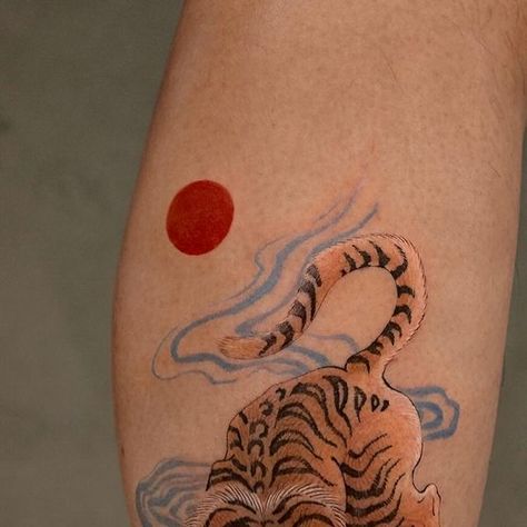 Bengal Tiger Tattoo, Red Tiger Tattoo, Tiger Tattoos, Charm Tattoo, Tiger Walking, Water Tattoo, Bengal Tiger, Tiger Tattoo, Color Tattoo