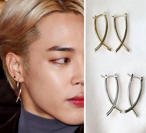 Jimin Piercing, Bts Jewellery, Jimin Earrings, Kpop Jewelry, Bts Earrings, Fake Lip Ring, Fake Lips, Bts Inspired Outfits, Diy Jewelry Unique