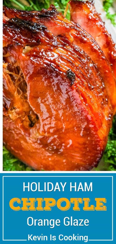 The family LOVES this one! This Spicy Citrus Baked Ham Glaze develops a wonderful, caramelized crust that's just mouthwatering using orange juice, cinnamon, clove and chipotle powder. Orange Ham Glaze, Baked Ham Glaze, Chipotle Powder, Spiral Ham, Holiday Ham, Savory Meals, Vitamix Recipes, Orange Glaze, Ham Glaze