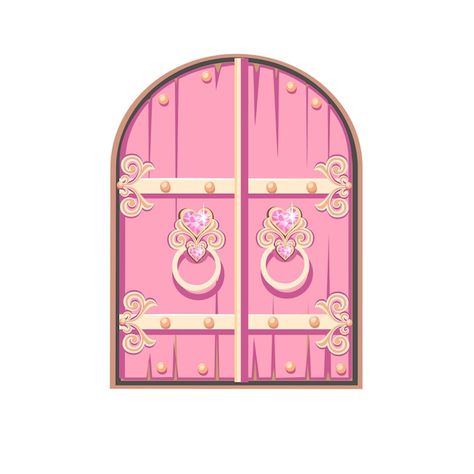 Castle Door Illustration, Door Cartoon, Castle Cartoon, Disney Princess Cake Topper, Baby Boy Cake Topper, Disney Princess Castle, Castle Doors, Wooden Gate, Disney Princess Cake