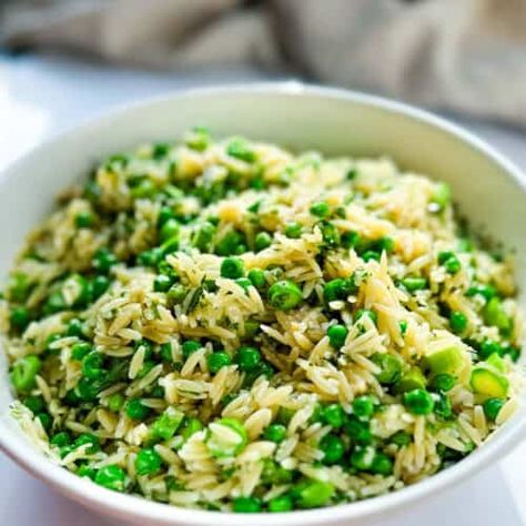 Cold Asparagus Orzo Salad with Lemon Parmesan Vinaigrette - Natalie Marble Cooks Cold Asparagus Salad, Aspargus Salad, Asparagus Orzo Salad, Orzo Peas, Cold Asparagus, Asparagus Orzo, Parmesan Salad, Salad With Lemon, Asparagus Salad