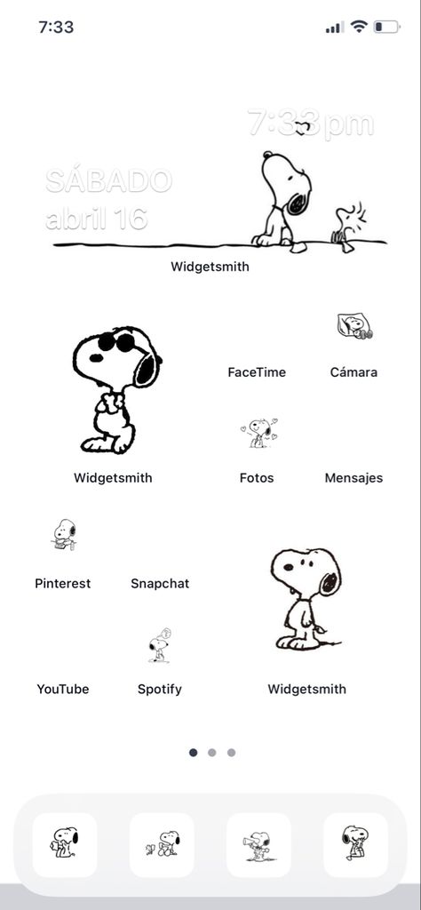 Snoopy Phone Layout, Snoopy Homescreen Layout, Snoopy App Icon, Snoopy Phone Theme, Snoopy Homescreen, Phone Transformation, Homescreen Design, Baby Pink Wallpaper Iphone, Ios Themes