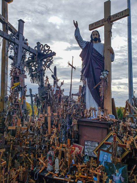 Lithuania Aesthetic Dark, Baltic Aesthetic, Hill Of Crosses Lithuania, Lithuania Aesthetic, Folk Catholicism, Lithuanian Culture, Hill Of Crosses, Baltic Countries, Poland Travel