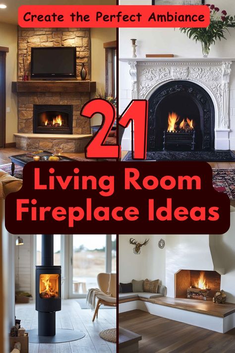 Looking to make your living room cozy and stylish? Check out these 21 inspiring living room fireplace ideas, from modern designs to timeless classics, to create a warm and inviting centerpiece for your home. #FireplaceDesign #LivingRoomIdeas #HomeDecorInspiration #CozyLivingRooms #InteriorStyling Cozy Family Room Ideas With Fireplace, Small Family Room Layout With Fireplace, Family Room With Fireplace And Tv Layout, Small Living Room Fireplace And Tv, Fireplace In Living Room With Tv, Adding A Fireplace To Living Room, Off Centre Fireplace Living Rooms, Rug In Front Of Fireplace, Non Functional Fireplace Ideas