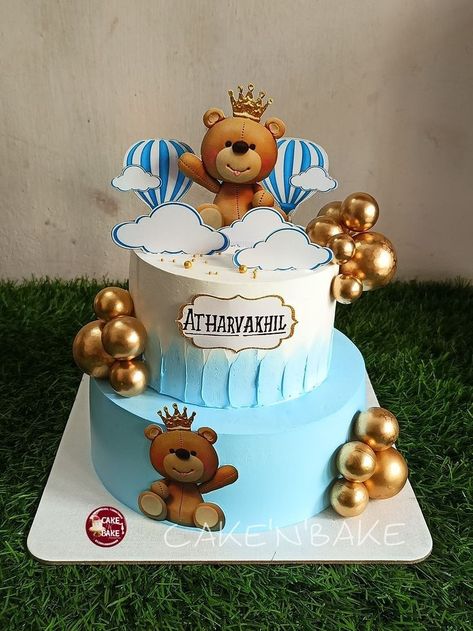 Cartoon Theme Cake, Baby Cake Design, Baptism Cake Girl, Teddy Cake, Doll Cake Designs, Groom Cartoon, Doodle Cake, Teddy Cakes, Cake Designs For Boy