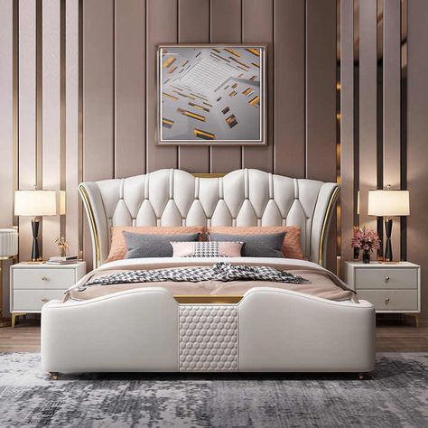 Master Bedrooms Luxury, King Size Bed Master Bedrooms, Bedrooms Luxury, Double Bed With Storage, Tufted Leather, Double Bed Frame, Twin Bed Frame, Leather Bed, Material Bed