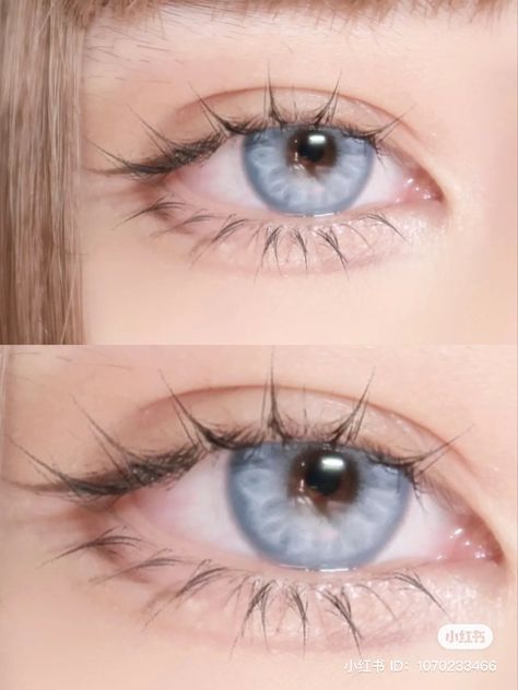 Blue Contacts Makeup, Korean Blue Eyes, Unique Pupils, Softlens Eye, Asian Blue Eyes, Blue Eyes Contacts, Pretty Eyes Color, Blue Eyes Aesthetic, Sky Blue Eyes