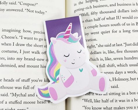 Unicorn Sitting Magnetic Bookmark Unicorn Bookmark Magical | Etsy Books About Magic, Attractive Characters, Unicorn Bookmark, Magnetic Personality, Unicorn Planner, Best Bookmarks, Recipe Holder, Planner Bookmark, Bookmarks For Books