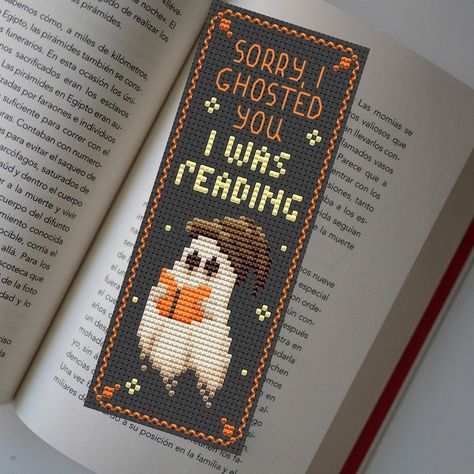 📚👻 «Sorry, I ghosted you... I was reading!» This little ghost has priorities straight—curling up with a good book and disappearing into another world. We all know that feeling, right? Perfect for all my fellow bookworms who might accidentally ghost people when they’re knee-deep in their latest read. 😅📖✨ Who else loves to escape into a spooky story or cozy novel? Let me know what you’re currently reading in the comments! #tourmalinepattern #crossstitchpattern #crossstitch #embroidery #cozyp... Dark Cross Stitch, Cross Stitch Bookmark Patterns, Ghost Cross Stitch, Book Cross Stitch, Gothic Cross Stitch, Spooky Bookmarks, Bookmark Cross Stitch Pattern, Ghost Embroidery, Cross Stitch Bookmark