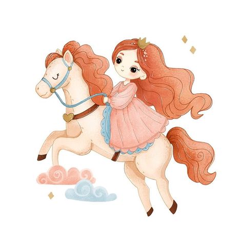 👑 Riding into Monday like a princess on a horse! 😄❤️ Let’s conquer this week with tiaras on and sprinkle some fairy-tale magic on our… | Instagram Princess On A Horse, Princess Illustration, Photo Reels, Character Pictures, Horse Illustration, Happy Minds, Cartoon Character Pictures, Drawing Inspo