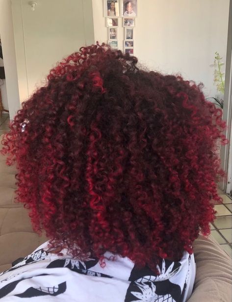 Radiant Rouge: Stunning Red Dye Hairstyles for All Seasons Bright Red Curly Hair, Dye Hairstyles, Red Hair Tips, Red Afro, Ombre Curly Hair, Cherry Red Hair, Red Ombre Hair, Magenta Hair, Red Dye