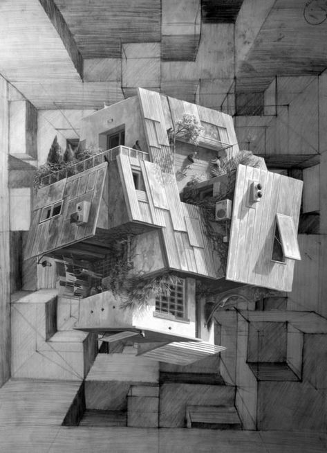 Surreal Sketch, Distortion Art, Architecture Blueprints, White Artwork, Architecture Rendering, Photo Wall Collage, Architecture Illustration, Environment Design, Environment Concept Art