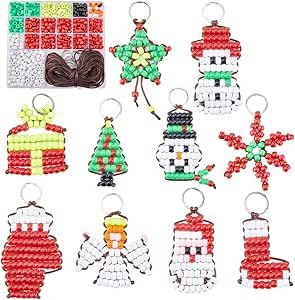 SUNNYCLUE 1 Box DIY 10 Sets Christmas Pony Beads Bulk Bead Pets 8mm Large Beads Video Tutorials Xmas Bead Keychain Kit Snowman Snowflake Beading Angel Christmas Bead Pet Key Chains for Purse Gifts Beads Video, Bead Pets, Xmas Beads, Snowman Snowflake, Bead Keychain, Keychain Craft, Beaded Angels, Large Beads, Christmas Bead