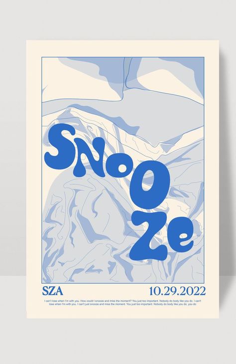 Snooze Aesthetic, Sza Snooze, Printable Wall Collage, Aesthetic Wall Art, Inspired Aesthetic, Blue Poster, Aesthetic Wall, Bedroom Posters, Music Wallpaper