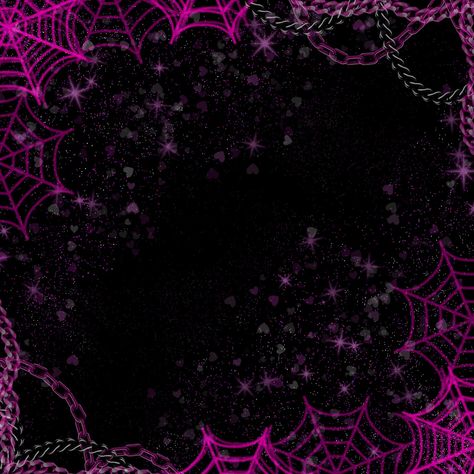 Black  background with pink purple and white sparkles coming from the top left corner and the bottom right corner to meet in the middle neon pink spider webs on the top left and bottom right corner and black and pink chains on the top right and bottom left corner Draculaura Background, Draculaura Aesthetic, Phone Themes, Monster High