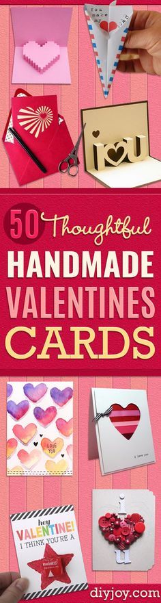 DIY Valentines Day Cards - Easy Handmade Cards for Him and Her, Kids, Freinds and Teens - Funny, Romantic, Printable Ideas for Making A Unique Homemade Valentine Card - Step by Step Tutorials and Instructions for Making Cute Valentine's Day Gifts http://diyjoy.com/diy-valentines-day-cards Diy Valentines Day Cards, Valentines Day Cards Diy, Christmas Humor Ecards, Saint Valentin Diy, Valentines Bricolage, Diy Valentines Day, Diy Gifts For Girlfriend, Diy Valentines Cards, Simple Cards Handmade