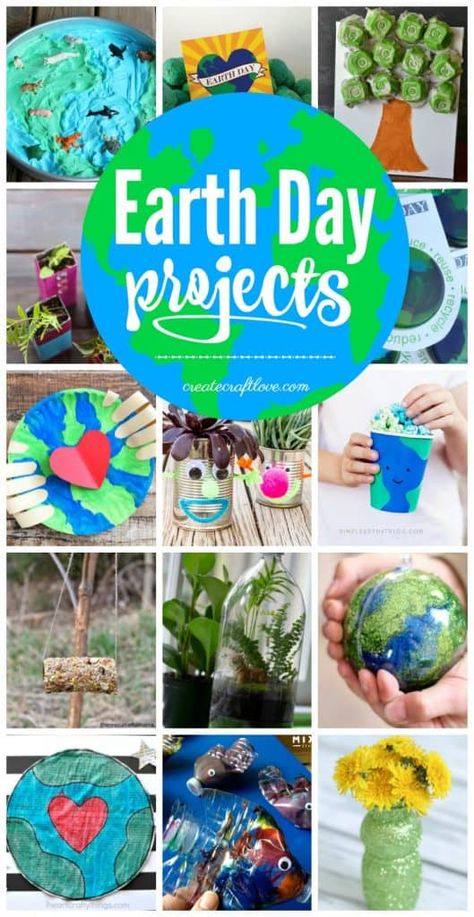 Earth Day Projects - Create Craft Love Earth Activities, Earth Projects, Earth Week, Earth Day Projects, Earth Craft, Day Earth, Recycled Crafts Kids, Recycled Art Projects, Toddler Art Projects