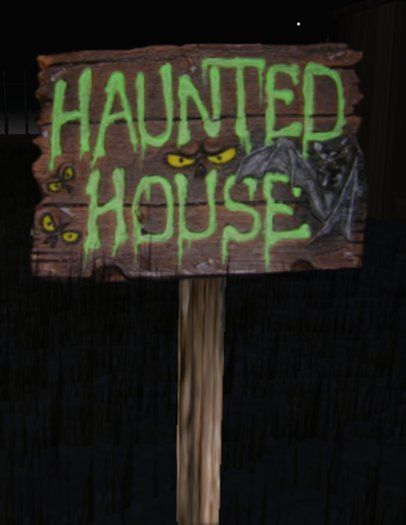 :: 1 love :: haunted house scary sign b Haunted House Sign, House Scary, Scary Haunted House, Camping Art, Scary Halloween, Haunted House, Second Life, Holidays And Events, Home Signs