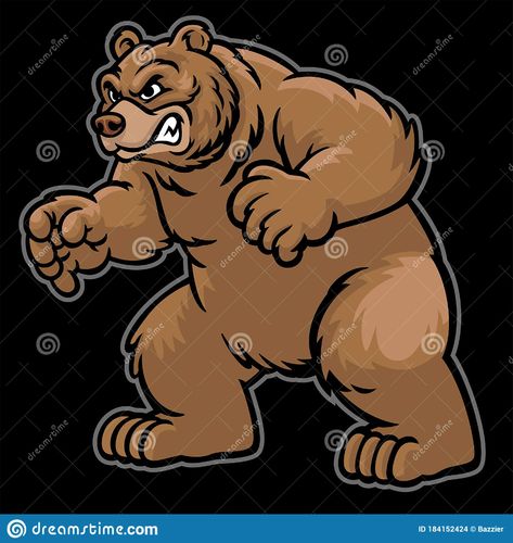 Angry cartoon grizzly bear stock vector. Illustration of background - 184152424 Grizzly Bear Cartoon, Honey Heist, Grizzly Bear Illustration, Grizzly Bear Drawing, Bear Spirit Animal, Angry Cartoon, Bear Spirit, Card Costume, Running Bear