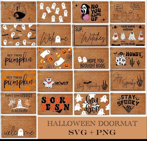 Halloween Doormat Svg Bundle, Halloween Door Mat Digital Download, Halloween Welcome Sign Svg, Trick or Treat Wipe Your Feet, Welcome Boo - Etsy Spooky Season Door Mat, Halloween Doormat Painting Party, Halloween Outdoor Mat Diy, Halloween Door Mats Funny, Funny Fall Doormat, Spooky Door Mat Ideas, Halloween Mat Painting Ideas, Fall Doormat Svg, Cute Halloween Doormat