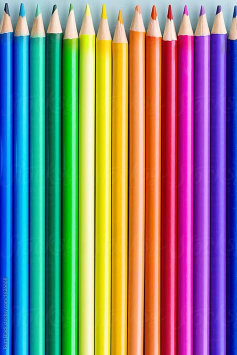 Colorful pencil background by Ruth Black - Colorful, Pencil - Stocksy United Pens Wallpaper, Pencil Background, Xperia Wallpaper, Rainbow Stuff, Kristina Webb, Color Flashcards, Art Pencils, Rainbow Aesthetic, Rainbow Colours