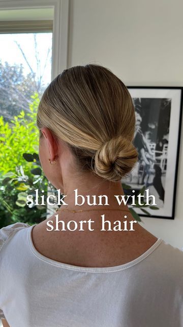 Slicked Back Bun Bridesmaid, Slick Bun With Short Hair, Slick Low Bun Short Hair, How To Do A Slick Back Bun On Short Hair, Slick Back Bun For Short Hair, Slick Back Low Bun Short Hair, Sleek Low Bun Short Hair, How To Slick Back Short Hair, Slick Bun Short Hair