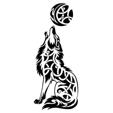 Celtic Wolf Howling At The Moon Tattoo Design - Black Celtic wolf howling at the moon. Celtic Wolf Tattoo, Wolf And Moon Tattoo, Avatar Ocs, Stammestattoo Designs, Mens Tattoos, Masculine Tattoos, Tattoo Wolf, Celtic Tattoo, English Love