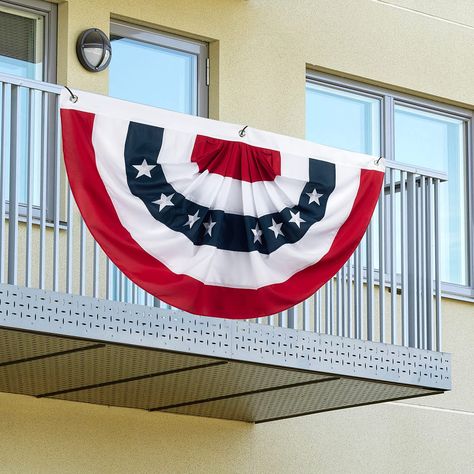 PRICES MAY VARY. PREMIUM QUALITY: These American flag banners made of premium quality nylon polyester, and double-stitched all around the edge, ensuring it is strong and durable enough to withstand heavy rain, high winds or scorching sun. FADE RESISTANCE: International Color Fastness Level: 4+ (Out Of 5). The color of this flag bunting Bright, Vivid and UV fade resistant, eco friendly dye. It won’t fade even in the harshest environment, suitable for outdoor use. WIDE APPLICATIONS: The buntings i 4th Of July Decorations Outdoor, American Flag Bunting, Outdoor Bunting, American Flag Banner, Patriotic Bunting, Embroidered Stars, Bunting Flags, 4th Of July Decorations, Usa Patriotic