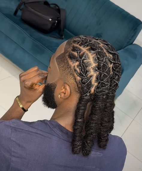 Men Dread Styles Long, Loc Styles Men Long, Best Dreadlocks Hairstyles Men, Hairstyle For Dreads Men, Dread Men Hairstyles, Locs With Shaved Sides Men, Braid Locs Men, Barrel Dread Style Men, Fishtail Braid Locs