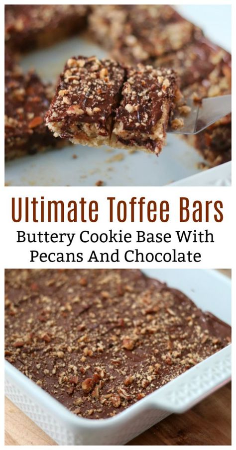 Pecan Toffee Bars, Candy Clusters, Toffee Bars Recipe, Toffee Dessert, Pecan Toffee, Holiday Cheesecake, Cake Mix Cookie Bars, Brownies Recipes, Easy Bar Recipes