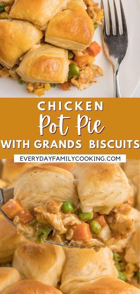 Sink into the warm comfort of chicken pot pie with biscuits. It’s like a warm hug on your plate — wholesome, satisfying, and oh so delicious. Crockpot Pot Pie With Biscuits, Easy Chicken Pot Pie Recipe With Biscuits Pillsbury, Pillsbury Biscuit Chicken Pot Pie, Chicken Pot Pie With Grands Biscuits, Pot Pie With Biscuits On Top, Lazy Chicken Pot Pie With Biscuits, Chicken Pot Pie With Biscuits Crockpot, Easy Chicken And Biscuits Recipe, Chicken Pot Pies With Biscuits