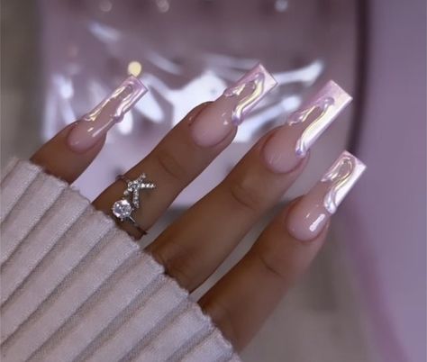 Baddie Acrylics, Nails Moodboard, Freestyle Nails, Biab Nails, Bday Nails, Birthday Nail, Birthday Fit, 3d Nail Designs, Pink Chrome Nails