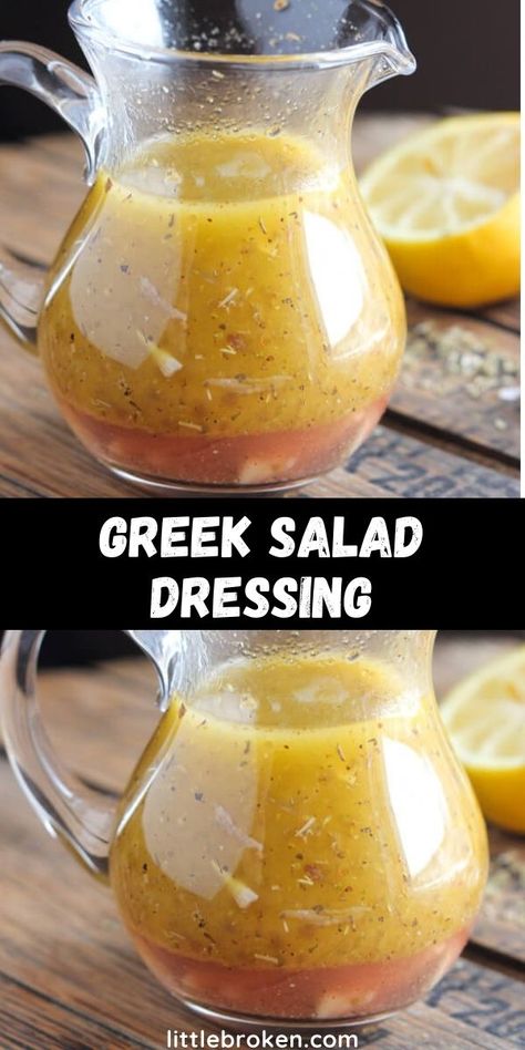 Best Greek Salad Dressing, Vegan Spreads, Best Greek Salad, Greek Vinaigrette, Greek Salad Dressing, Salad Dressing Recipe, Homemade Salads, Homemade Salad Dressing, Think Food