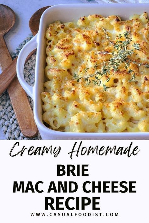 This Creamy Brie Mac and Cheese is the Best homemade macaroni and cheese recipe! This baked mac and cheese is creamy and indulgent, the perfect dinner or side dish idea. Serve this brie mac and cheese with chicken, beef or pork or as a holiday side dish for Christmas, Thanksgiving, New Years Eve or Easter. The best brie mac and cheese recipe. www.casualfoodist.com