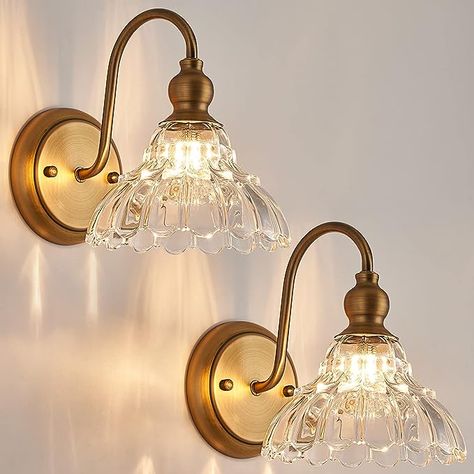 TLOLGT 2-Pack Modern Wall Sconces Gold Bathroom Vanity Lighting Fixtures Beautiful Wall Light Set of Two for Bedroom Bathroom Hallway Living Room Decor Bathroom Doorway, Gold Bathroom Vanity, Retro Vanity, Gold Sconces, Gold Light Fixture, Hallway Light, Gold Wall Lights, Foyer Hallway, Cottage Lighting