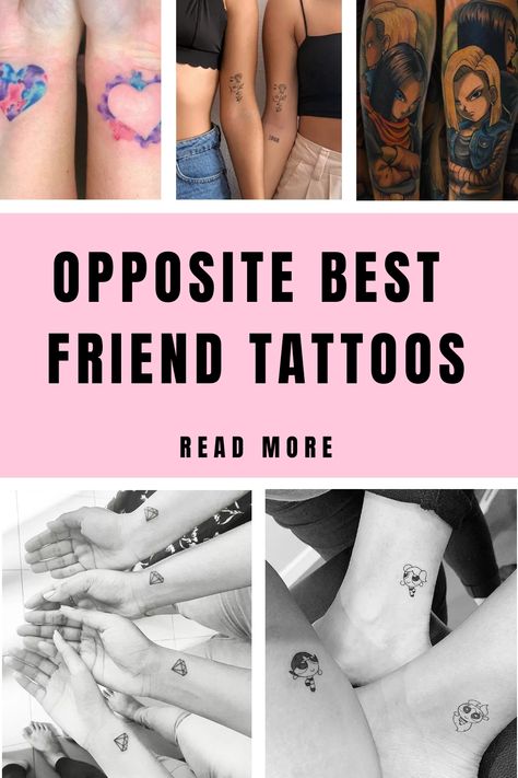 Opposite Best Friend Tattoos Best Friend Non Matching Tattoos, Work Friends Tattoo, Small Meaningful Best Friend Tattoos, 20 Year Friendship Tattoo, Minimal Bestie Tattoo, Arrow Friendship Tattoo, Friend Minimalist Tattoos, Sister Sign Tattoo, Best Friend Tattoos Connecting