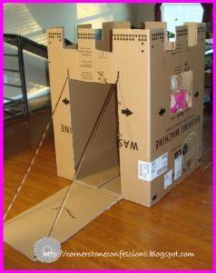 #3 – Royal Recreation This is a fun activity if you happen to have a large box lying around the house, if not you could always try your local grocery store. Create a royal fortress for your prince and princesses! With some ribbon and scissors, you’ll be creating a fancy fortress of your ownContinue Reading... Cardboard Box Castle, Diy Karton, Carton Diy, Cardboard Castle, Cardboard Box Crafts, Seni Origami, Diy Cardboard, Dramatic Play, Cardboard Crafts