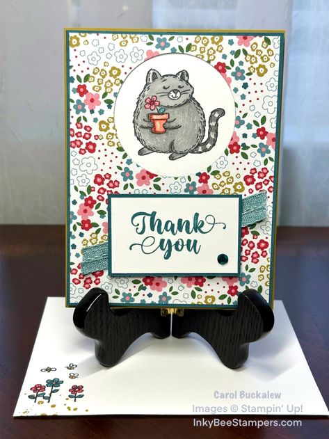 Stampin Up Furriest Friends, Fluffiest Friends, Irresistible Blooms, St Patrick's Day Cards, Mother Card, Spring Cards, Designer Series Paper, Cat Cards, Stamping Up Cards