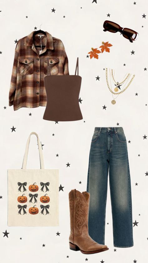 #fit #outfit #fall #autumn #pumpkin #boots #cowgirl #flannel #brown #pumpkinpatch #inspiration #aesthetic #orange #halloween Cowgirl Boots Outfit Winter, Brown Cowgirl Boots Outfit, Cowgirl Boots Outfit Fall, Outfit With Cowgirl Boots, Pumpkin Patch Outfits, Brown Cowgirl Boots, Cowgirl Boots Outfit, Patch Outfit, Fall Boots Outfit