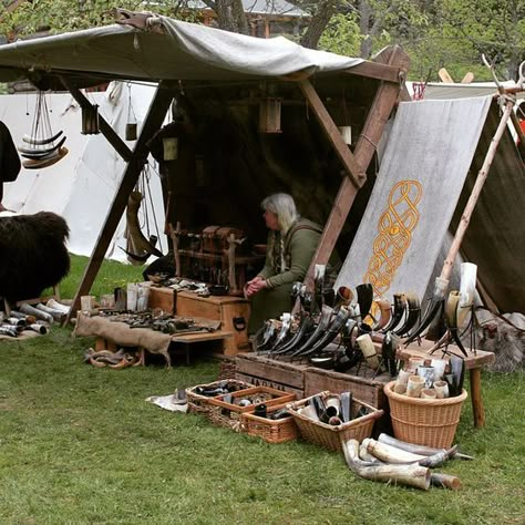 Seller of wares Medieval Viking Market, Viking Tent, Viking Camp, Larp Props, Viking Village, Camping Site, Medieval Party, Medieval Market, Viking Reenactment