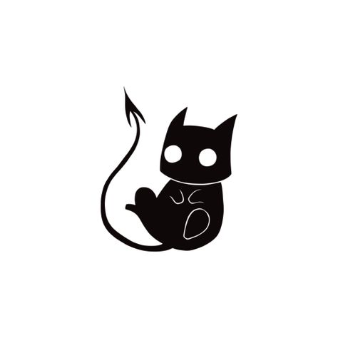 Black Shape Tattoo, Devil Cat Tattoo, Dregs Tattoo, Black Cat Drawing, Small Skull, Tattoo Flash Art, 문신 디자인, Mini Drawings, Tattoo Design Drawings