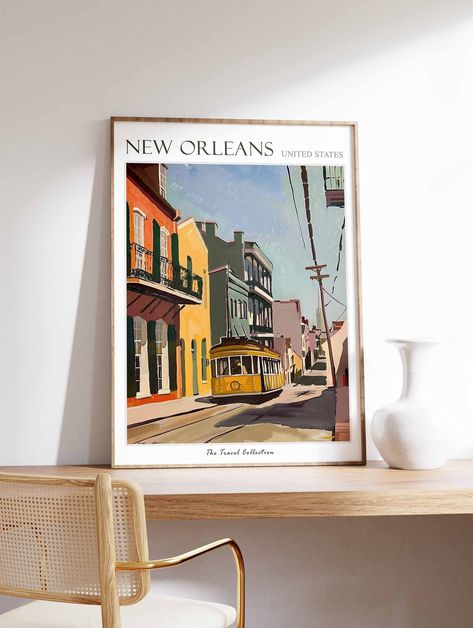 DESCRIPTION Immerse yourself in the vibrant culture of New Orleans with our stunning full-color travel poster! Capture the essence of this iconic city, known for its lively music scene, historic French Quarter, and unique Creole cuisine. Our poster features famous landmarks such as Bourbon Street, Jackson Square, and the picturesque Mississippi River, inviting you to explore New Orleans' rich heritage and dynamic spirit.  We're a small team of graphic designers who have sought inspiration from our own travelling experiences. The prints are made using high-density 270 gsm paper and high-grade inks, printed using a best in class Ink-jet Pro printer. All this combines to deliver crisp, high-grade wall art perfect for the home! POSTAGE All items are packaged using strong poster tubes and packa New Orleans Wall Art, Creole Art, New Orleans Poster, Jackson Square, New Orleans Travel, American Decor, Bourbon Street, City Wall Art, Famous Landmarks