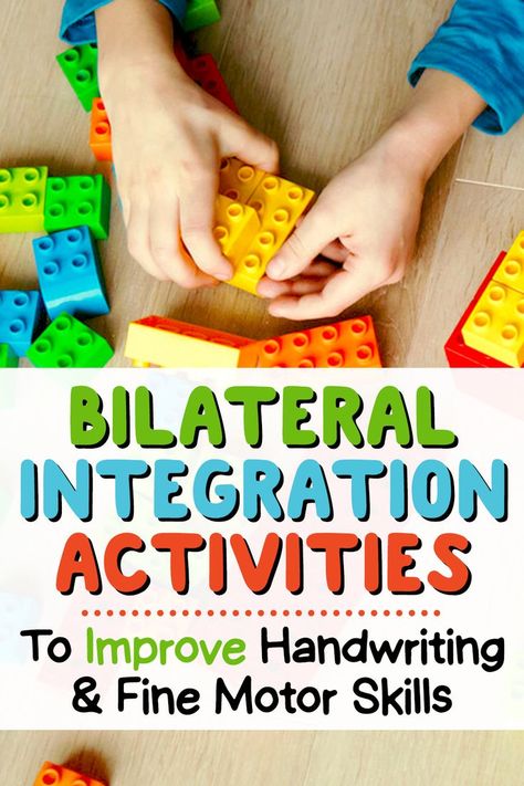 Learn what you, as a parent, need to know about bilateral integration and how it can affect your child’s ability to write, read, and even pay attention in school. And, get over 13 easy bilateral coordination activities for your child. Bilateral Integration Activities, Bilateral Coordination Activities, Coordination Activities, Bilateral Coordination, Motor Planning, Improve Handwriting, Learn And Play, 2 Hands, Sensory Integration