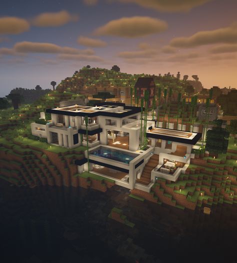 Minecraft Penthouse, Huge Minecraft Houses, Minecraft Modern Mansion, Modern Minecraft, Penthouse Ideas, Modern Minecraft Houses, Modern Penthouse, Minecraft Mansion, Minecraft Images