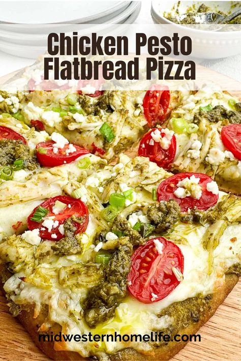 Pesto Pizza Chicken, Chicken Pesto Flatbread Pizza, Feta Flatbread Pizza, Pesto Chicken Flatbread, Chicken Pesto Flatbread, Pesto Flatbread Pizza, Easy Flatbread Pizza, Pesto Flatbread, Fast And Easy Dinner